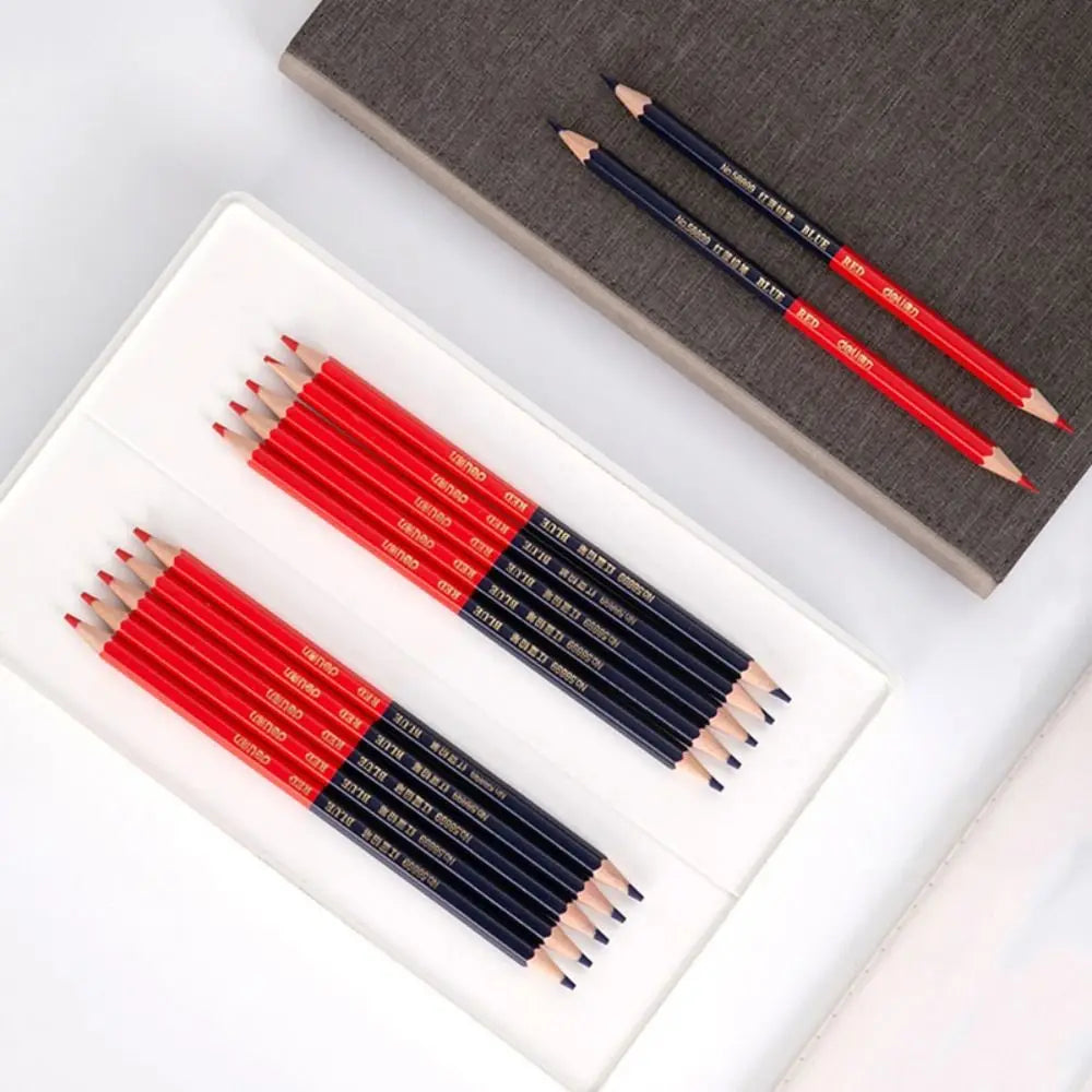12pcs/set Students Writing Red&Blue Double Head Pencil Drawing Marking 2B Soft Lead Pencil Marker Tools Graphics Oasis Select