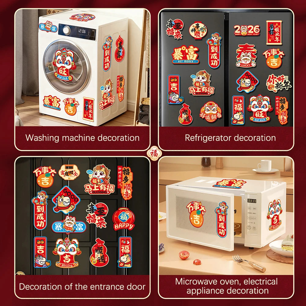 Year of Horse Chinese New Year Fridge Magnets | 6/8/16 Pcs