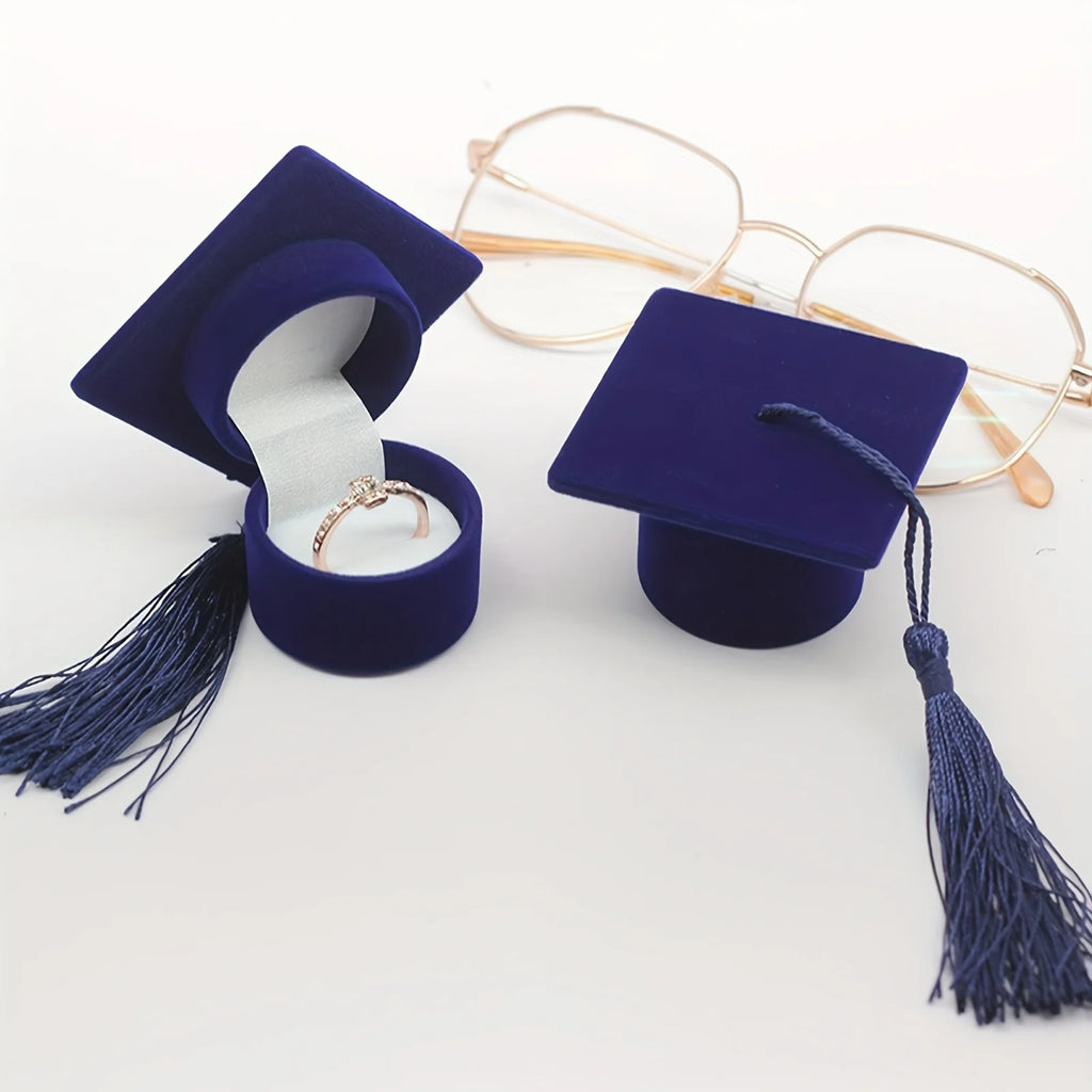 Graduation Cap Shaped Jewelry Storage Box,Graduation Season Proposal Mini Ring Box,Perfect Gift for Bachelor and Campus Souvenir Oasis Select Blue