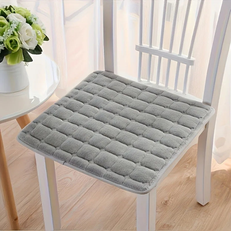 Square Plush Flannel Dining Chair Cushions with Shoulder Strap - All-Season Thin Warmth, Cozy Stool Accessories Oasis Select Grey 40x40cm