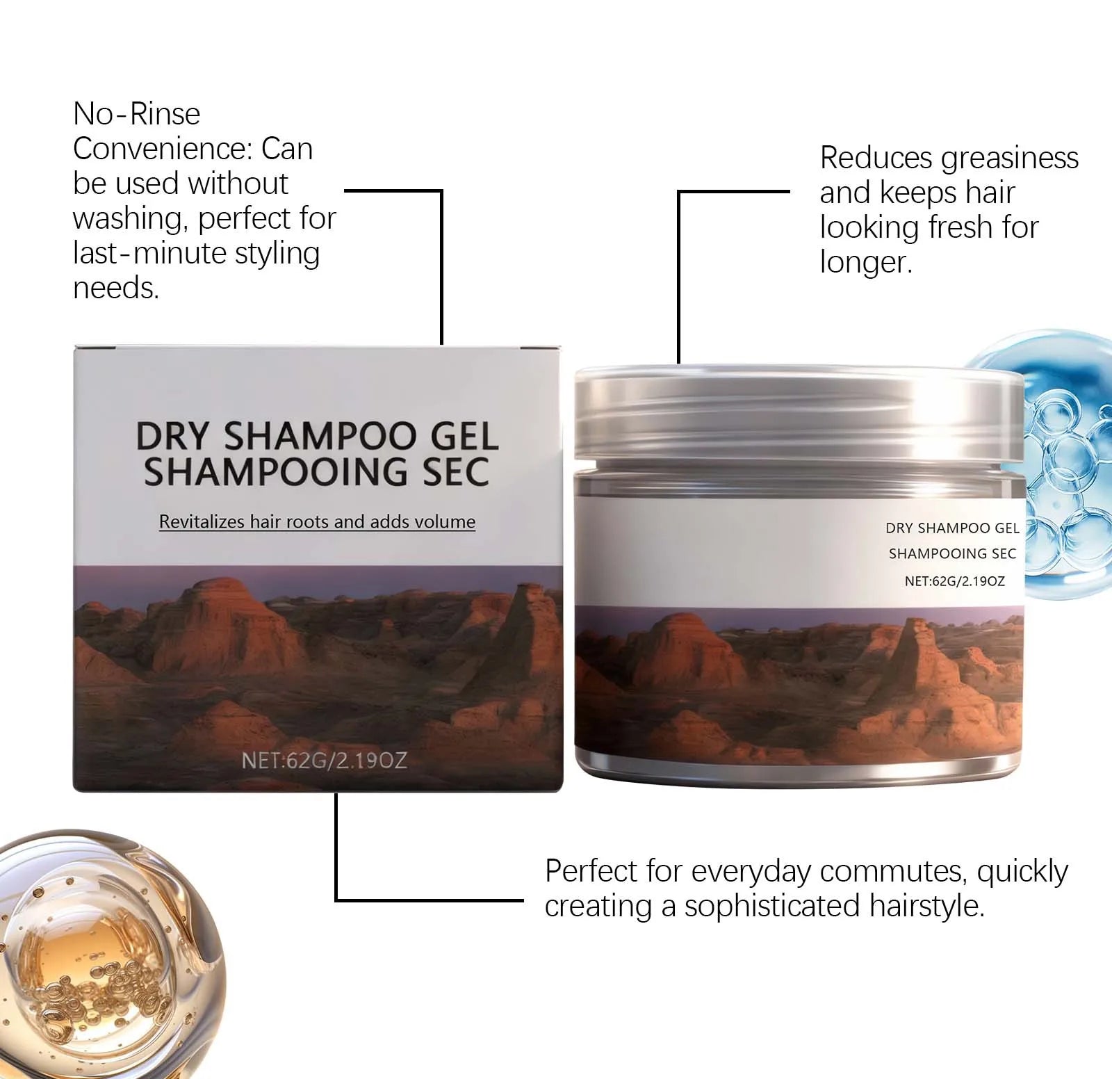 Coconut Oil Dry Shampoo Gel Add Hair Volume Natural Plump Fluffy Keep Hair Refreshing Convenient Use Non Greasy Hair Wash Gels Oasis Select