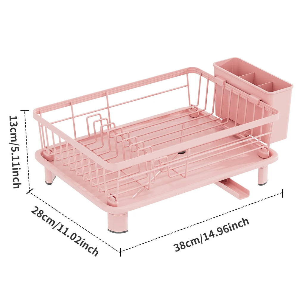 Kitchen Dish Rack Small Volume Dish Rack Sink Multifunctional Tableware Drain Bowl Storage Box Oasis Select Pink small