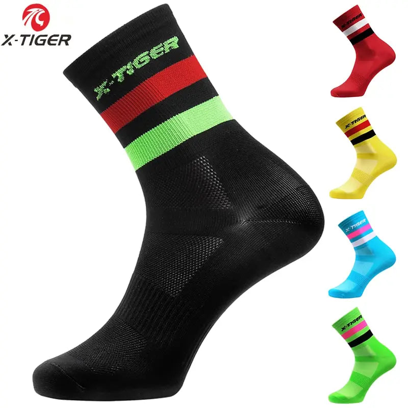 X-TIGER Cycling Socks For Men Women Breathable Anti-slip Professional Sports Sock Outdoor Running Bike Hiking Basketball Socks Oasis Select