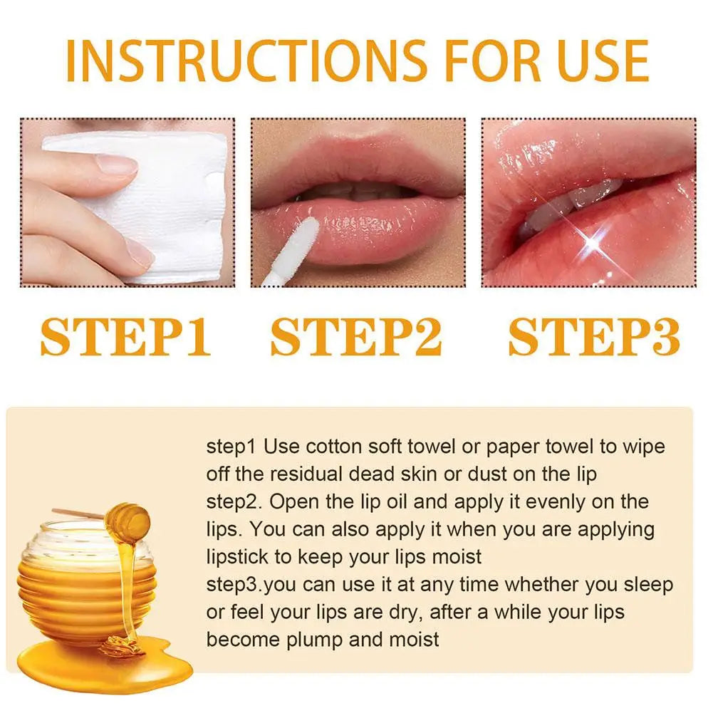 1/2PCS Moisturizing Honey Lip Oil Hydrating Overnight Honey Lip Balm Gloss Shiny Plump reduce lip lines With Vitamin E Lip Care Oasis Select