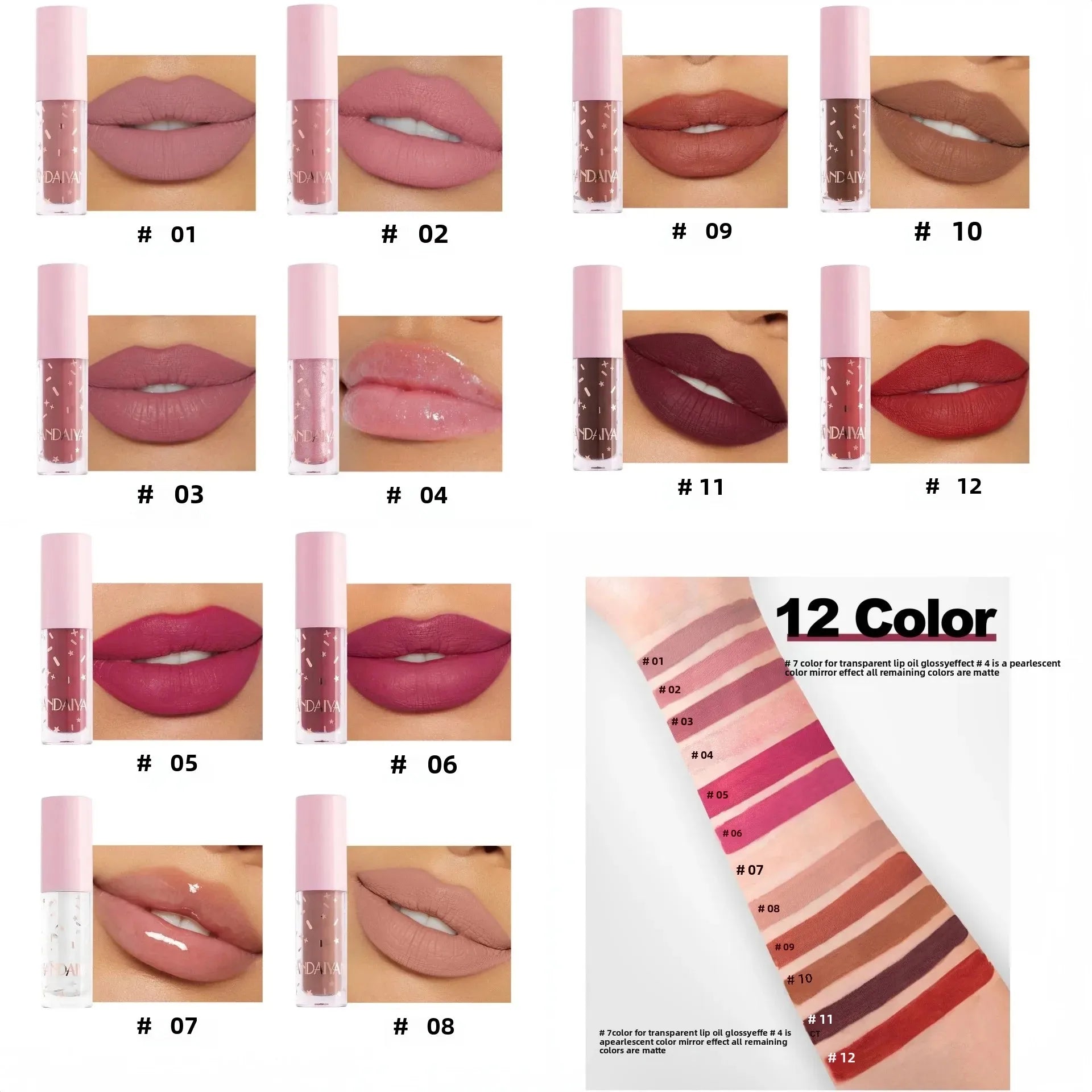 12 Colors Long Lasting Matte Lipstick Set With Nourishing Lip Oil Coating Mirror Finish Waterproof Lipgloss Makeup Oasis Select