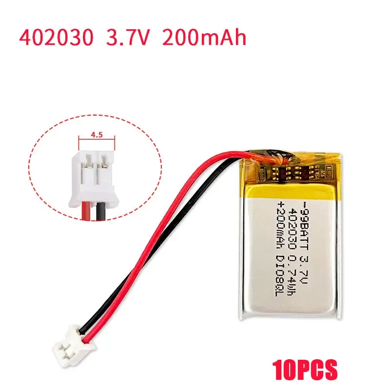 1-100pcs Lithium Polymer Battery 402030 042030 200mAh 3.7V Li-Polymer Battery for Wireless Headset Smart Bracelet Web Camera Oasis Select
