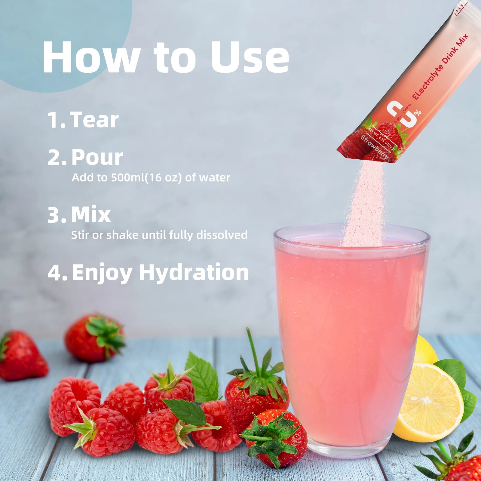 Electrolyte Powder Sugar Free & 0 Calories Mixture Electrolyte Drinks Quickly Hydrate Provide Endurance & Energy Support Non GMO Oasis Select
