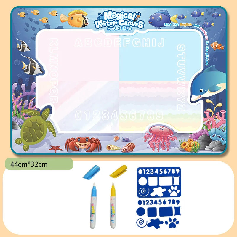Magic Water Drawing Mat Reusable Doodle Painting Board with Pens Montessori Educational Toys for Kids Halloween Christmas Gift Oasis Select 44x32cm