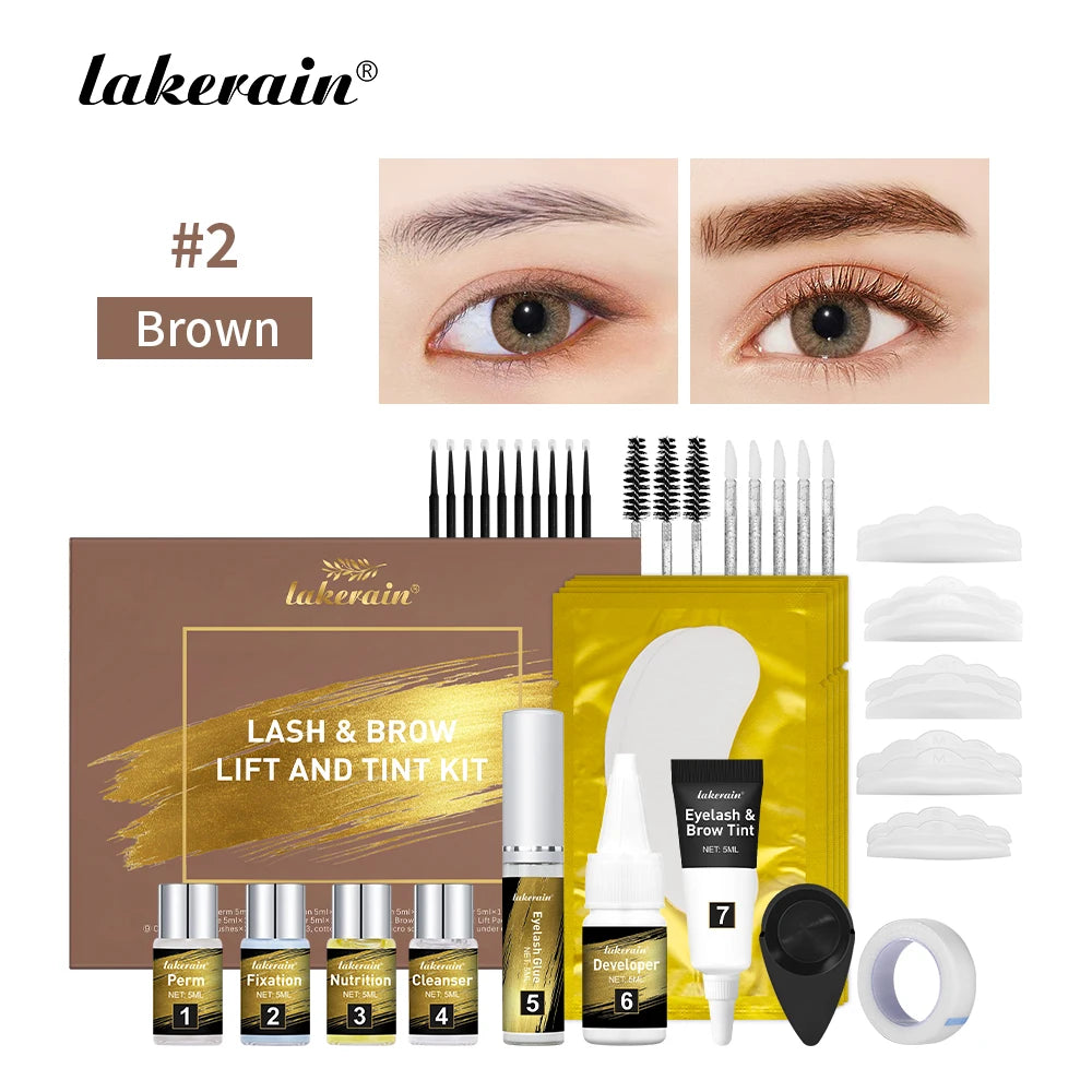 Pro Lash And Brow Tinting Kit For Lash Brow Lift Perm Fixation Setting Curled Lashes Long-lasting Set 4-6 Weeks Lash Curler Perm Oasis Select set 2