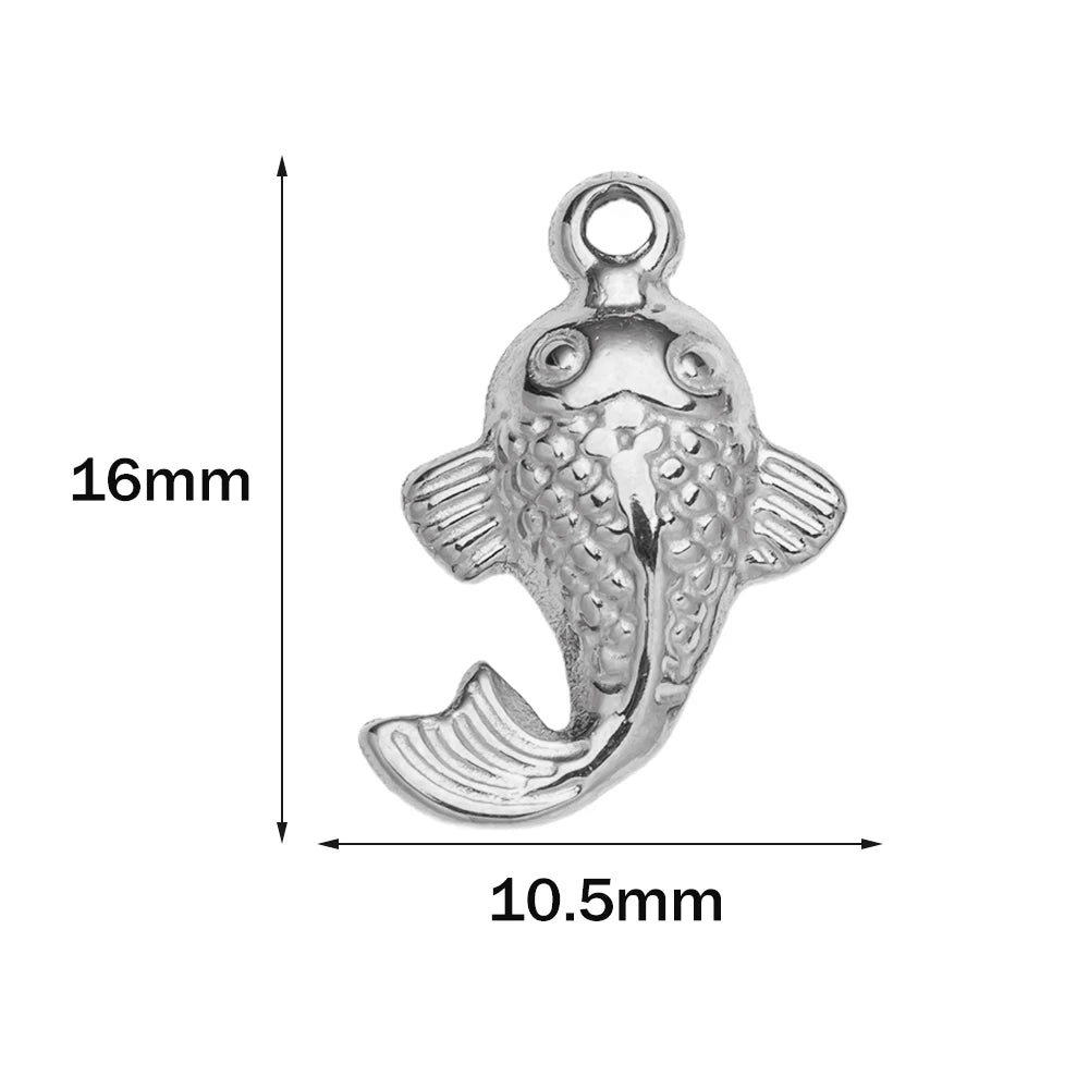 5pcs Stainless Steel Starfish Charms Shell Fish Tail Hippocampus Gold Charms Pendants Jewelry Making Ocean Dangle Accessories Oasis Select Steel 10x16mm 5 Pieces