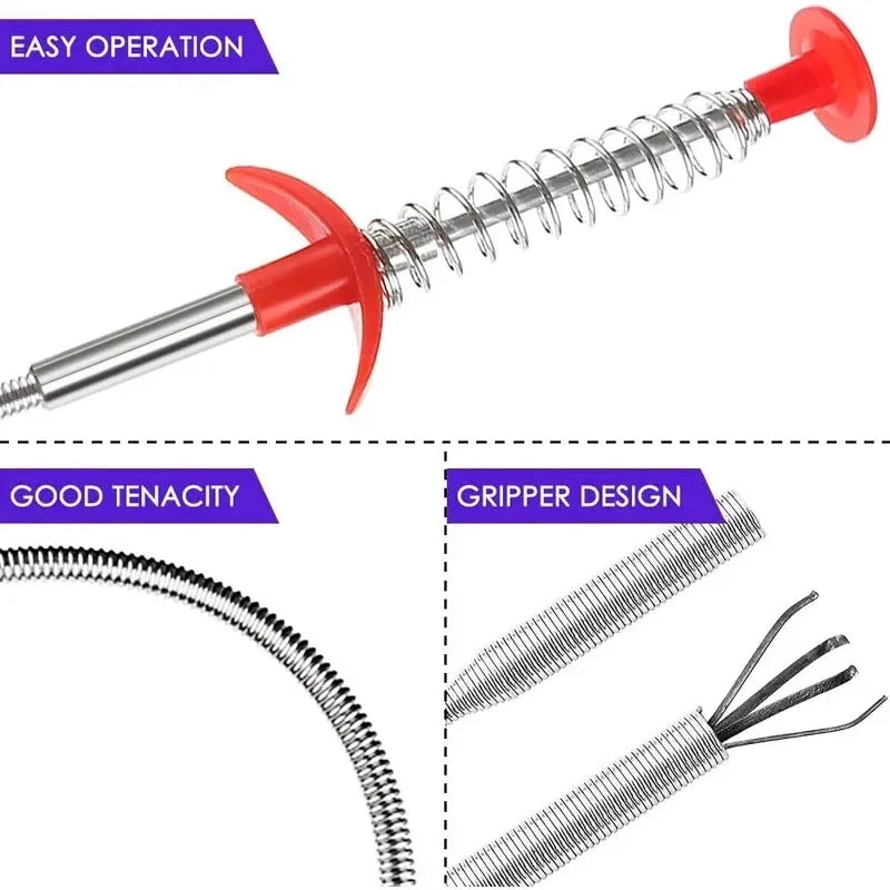 Flexible Grabber Claw Pick Up Reacher Tool 160cm Spring Pipe Dredging Tools Household for Kitchen Bending Sink Tool Litter Pick Oasis Select