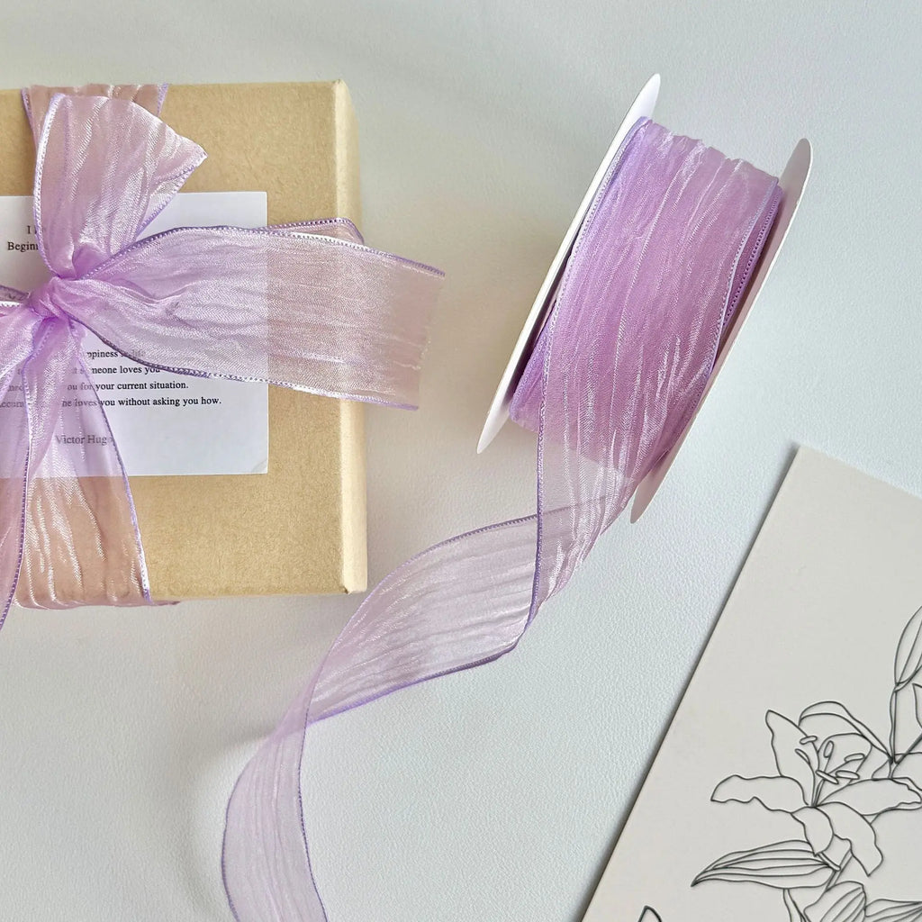 Double-sided Snow Gauze With Wavy Edges Ruffled Snow Gauze For DIY Handmade Gift Boxes, Flower Packaging Headwear Oasis Select 4cm10Yards--3