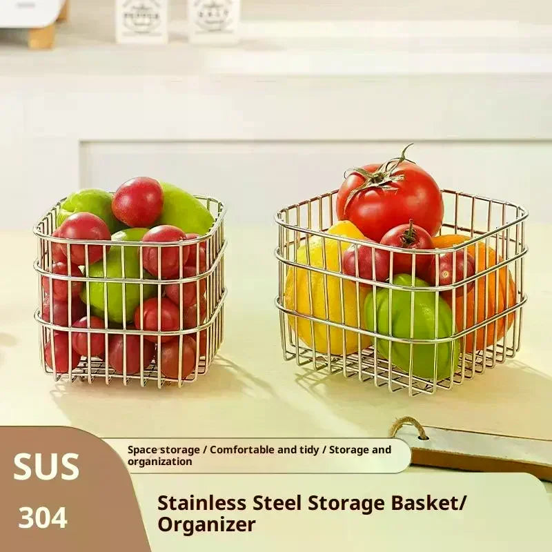Punch-Free Wall Hanging Kitchen Shelf Storage Rack for Onion Ginger Garlic Condiments Spices Vegetables Fruits with Drain Basket Oasis Select