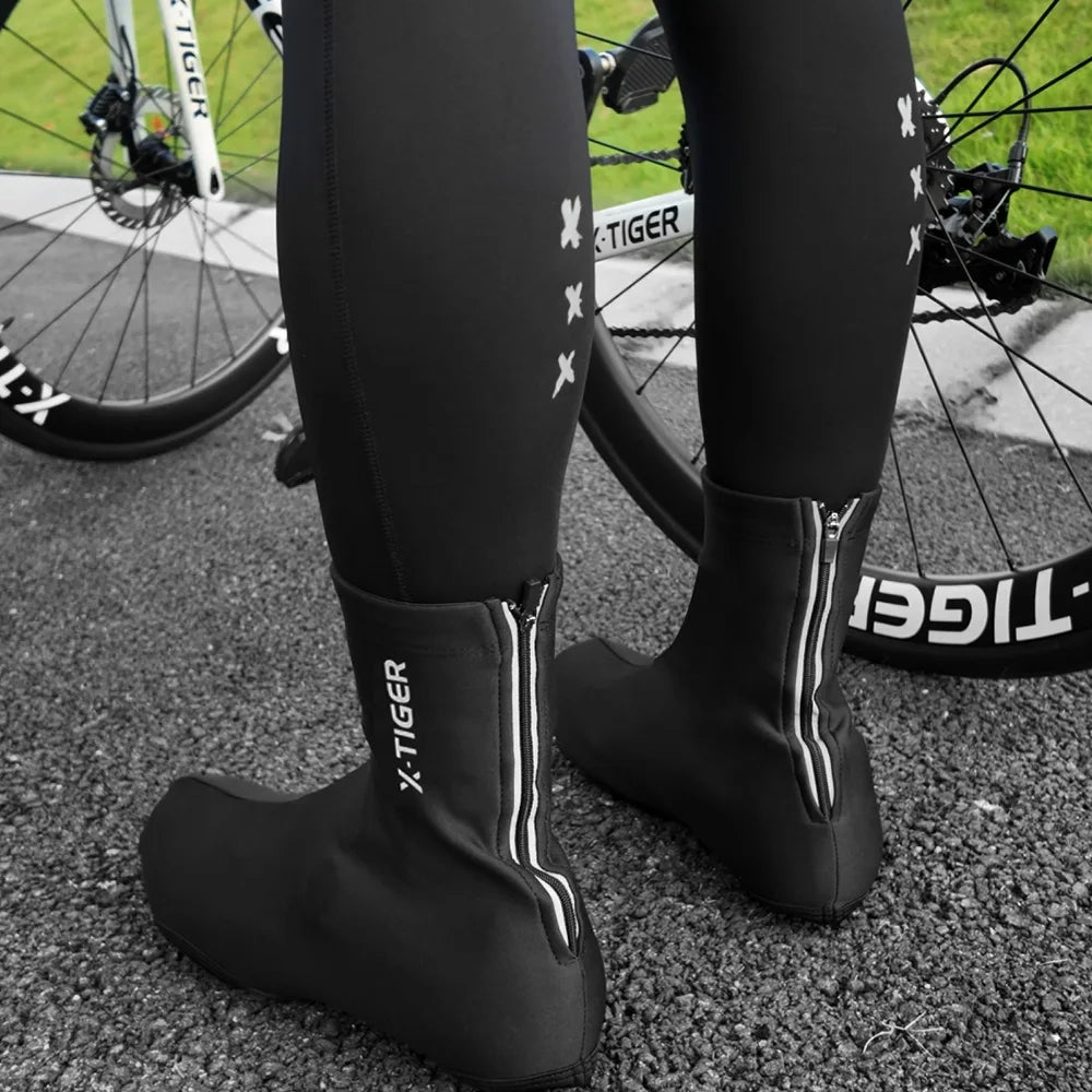 X-TIGER Winter Cycling Shoe Cover Fleece Warm Mountain Bike Overshoes Windproof Unisex Road Bicycle Shoes Cover Oasis Select