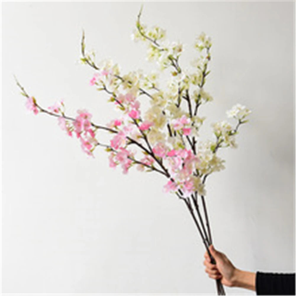 109CM Artificial 4-pronged Cherry Blossom Branch Home Decoration Silk Flower Wedding Decoration Arched Door Path Flower Guide Oasis Select