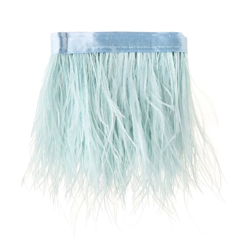 Fashion Ostrich Feathers Trim 1 Meter Long 8-10 CM Wide Plumes Ribbon Selvage DIY Dress Crafts Accessories Feathers Ribbon Oasis Select light blue
