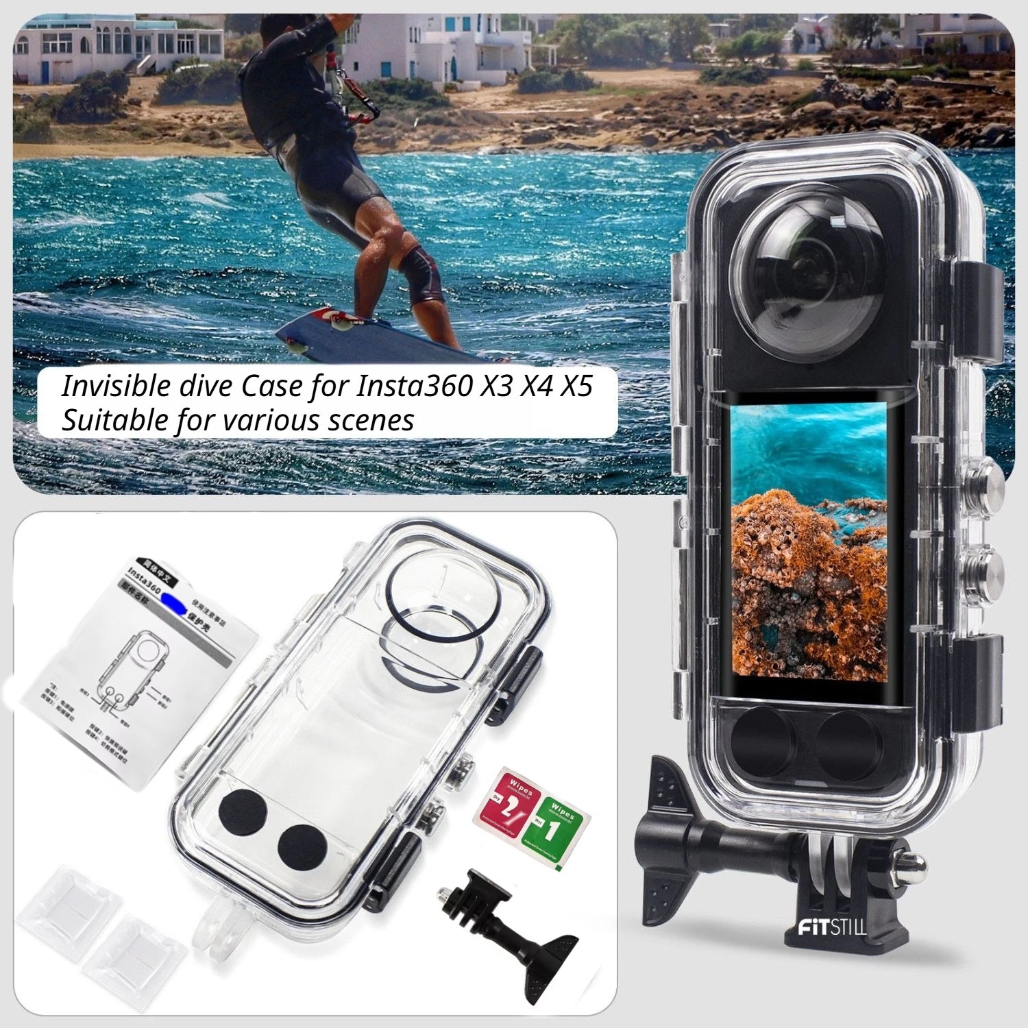 Invisible Dive Case for Insta360 X3/X4/X5 | 60M Waterproof