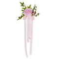 1pcs Wedding Aisle Decoration Pew Flowers with Artificial Rose Eucalyptus Ribbon for Wedding Ceremony Church Chair Decor Oasis Select Pink