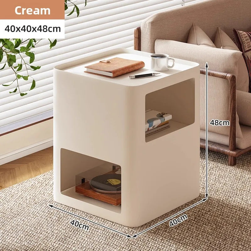 Wrought iron side table removable living room sofa coffee table small table bedroom bedside bedside table sturdy and durable Oasis Select Cream White 40-48-wl