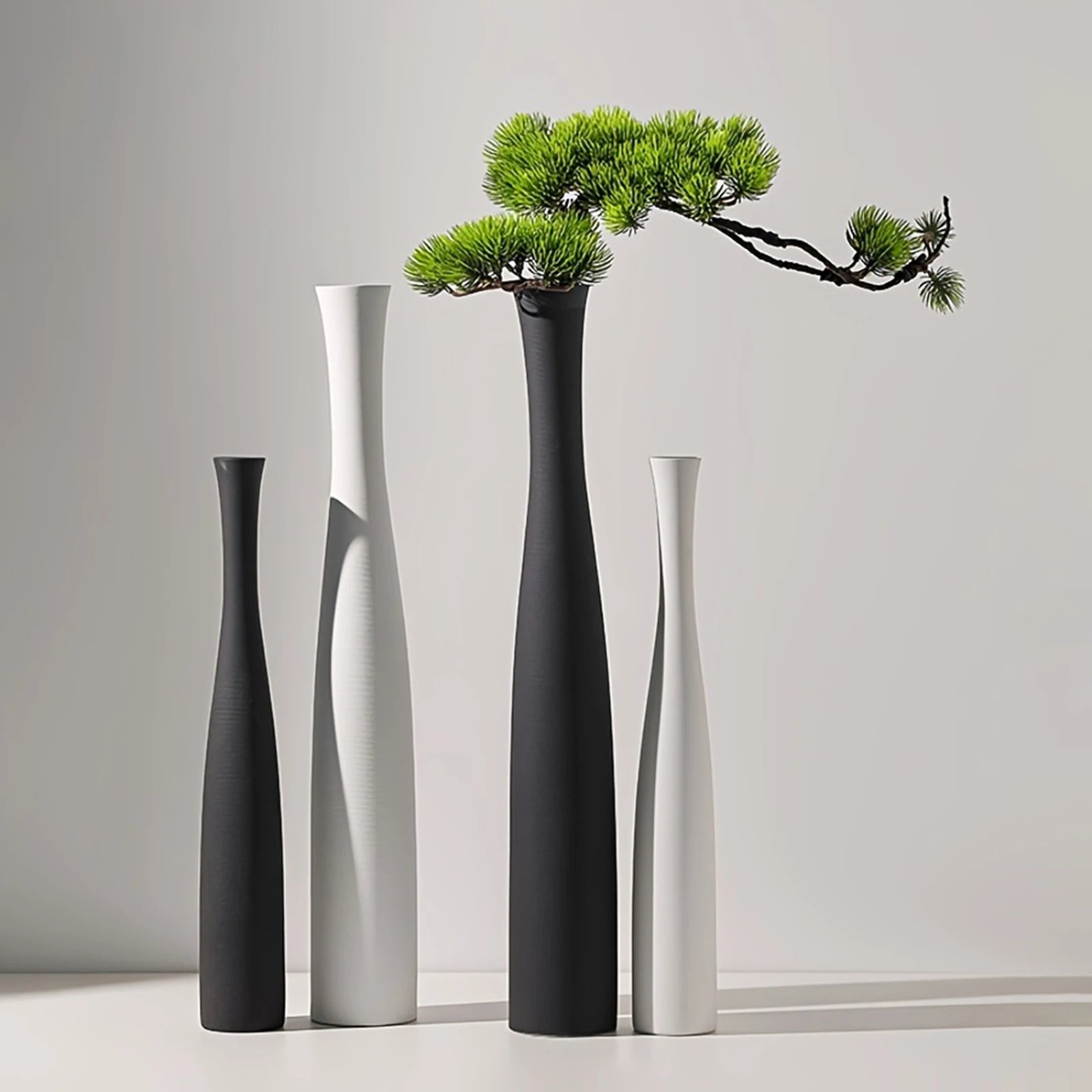 Modern Minimalist Vase Set White & Black Home Decor (2-Pack) Decorative Vase Set Oasis Select