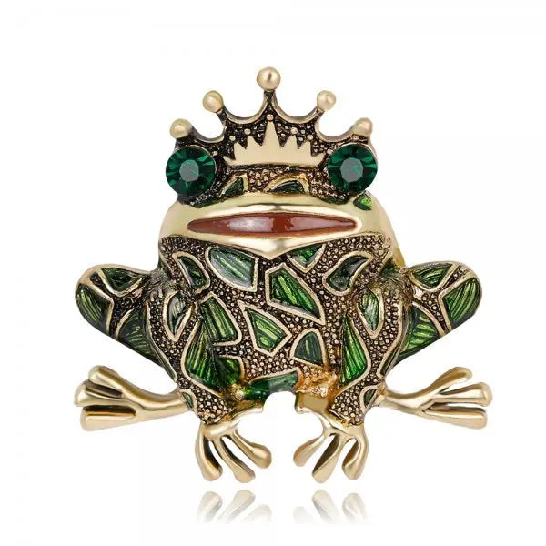 Crown Frog Brooch Inlaid Shiny Rhinestone Animal Pin Elegant Decorative Corsage For Coat Dress Suit Party Daily Fashion Ornament Oasis Select 1pcs green