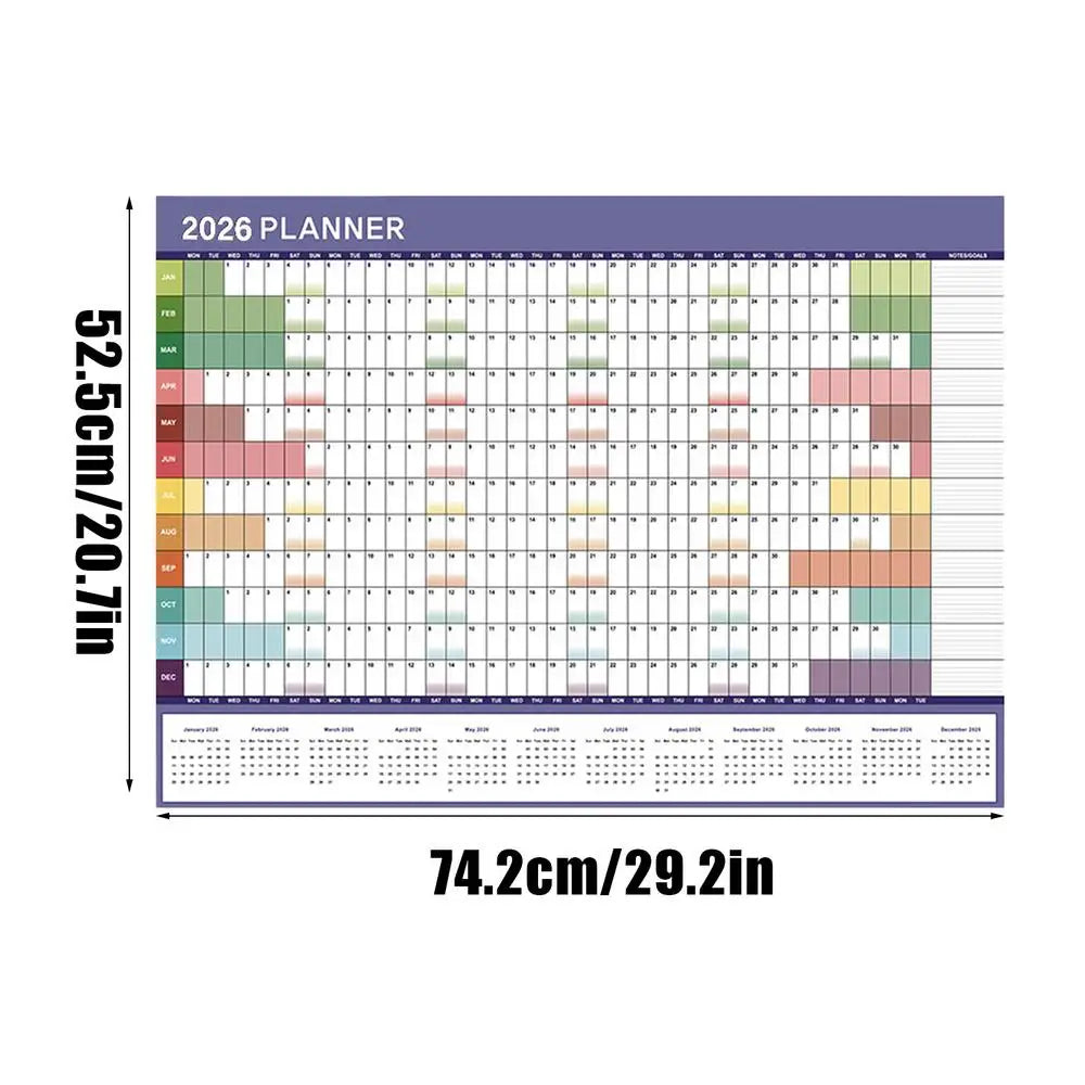 Yearly Calendar 2026 Monthly Wall Planner Reusable Planner Scheduling Organizer for Work Family Kids Dorm Desk Classroom School Oasis Select A