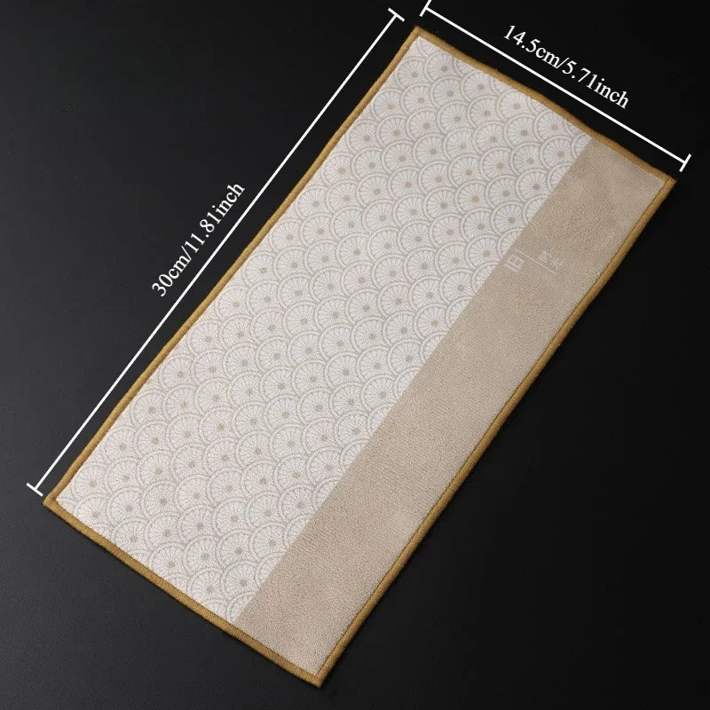 Cotton Tea Towel Strong Absorben Kung Fu Tea Set Accessories Thickened Table Cleaning Cloth Suede Tea Cloth Household Hand Towel Oasis Select khaki