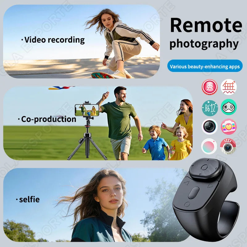 Bluetooth Ring Remote – Page Turner, Camera & Selfie Control
