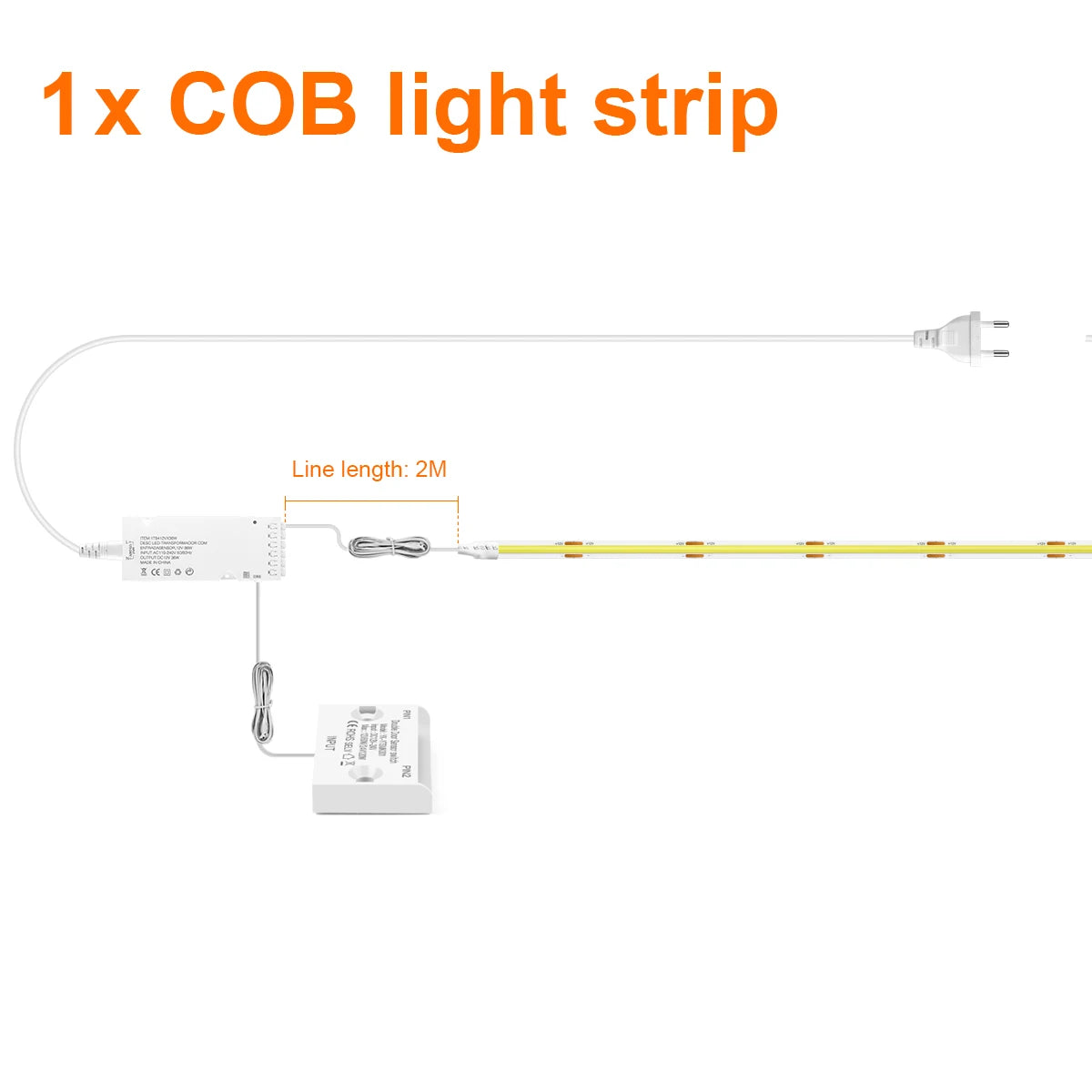 1/2/5/10PCS COB LED Cabinet Lights Strip Double Door Sensor Switch Collect Closet Integrated Proximity Induction Night Lighting Oasis Select 1PCS COB LED Strip WHITE 2m Kit|European Power Plug