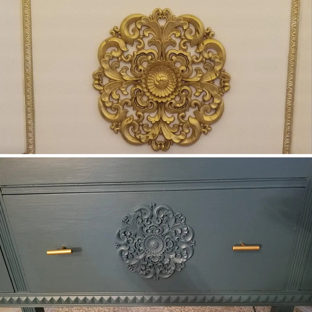 1 pc unpainted round flower carved natural wood decal retro furniture decorative accessories for door cabinets cupboards Oasis Select