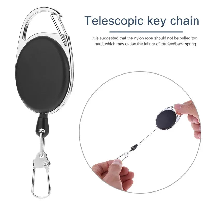 Retractable Keychain Badge Scroll ID Badge Holder Card Holder Backpack Lanyard Hiking Buckle Key Ring Retractable Tool Oasis Select