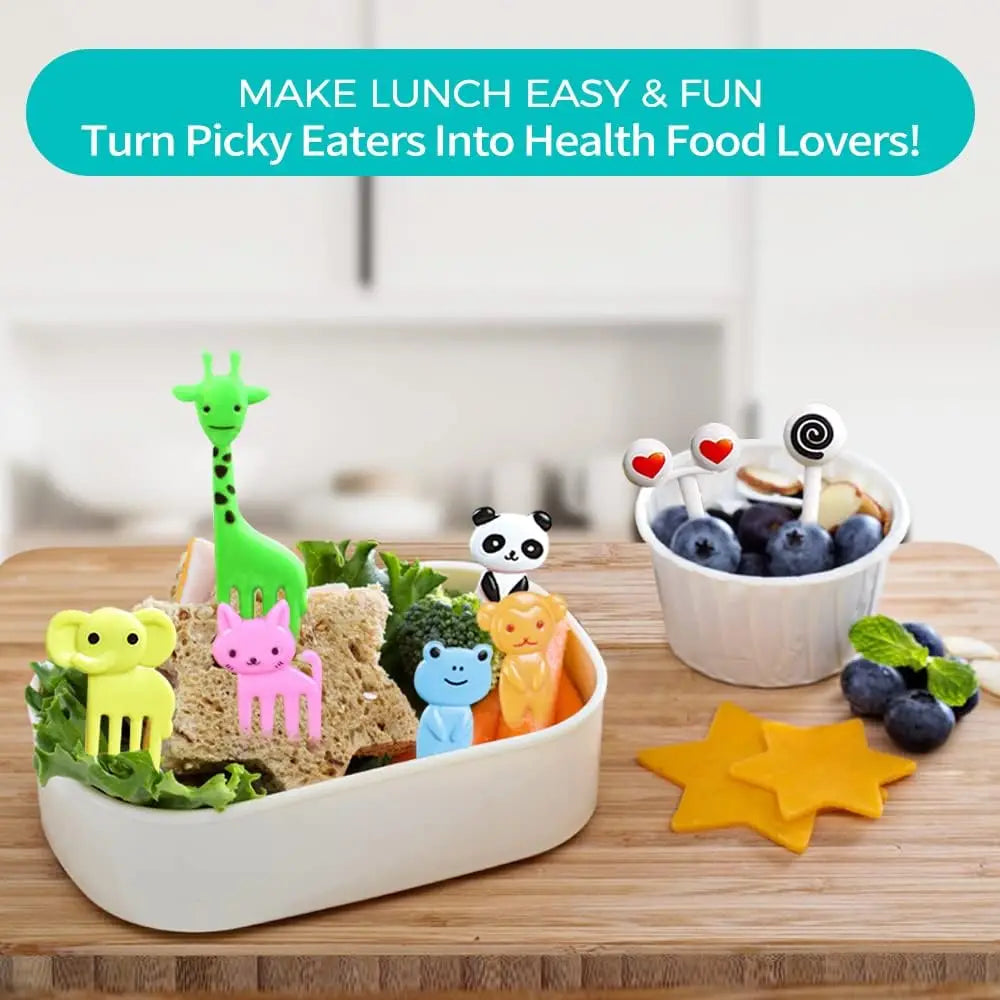 40 pcs Animal Fruit Food Picks, Bento Box Picks, Mini Cartoon Animal Food Toothpicks, Lunch Bento Forks Picks for Kids Oasis Select