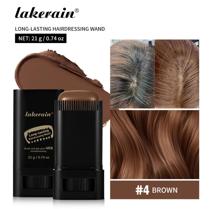 2in1 Hair Dye Stick with Comb Black Brown Coffee Long Lasting Temporary Hair Coloring Covered White Hairs Hairline Pen Washable Oasis Select 4 Brown