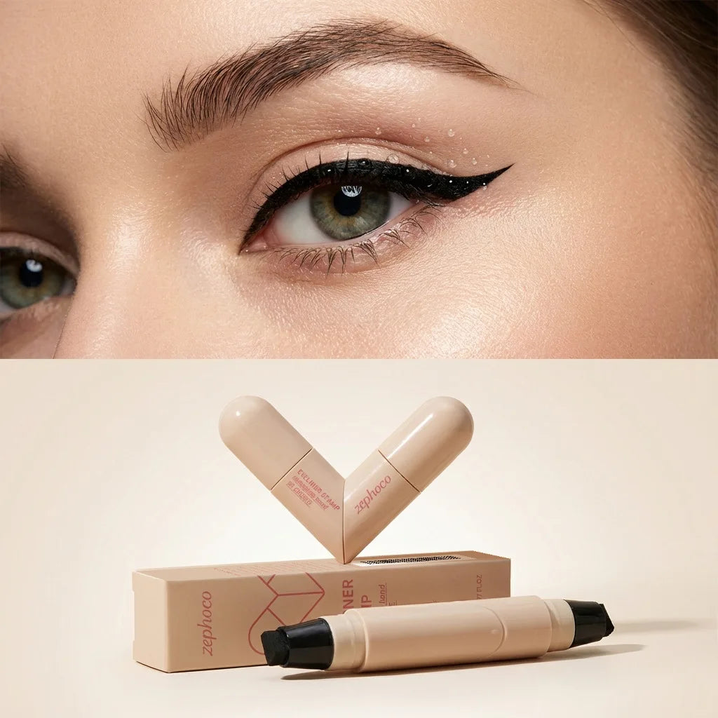 Dual-Ended Liquid Eyeliner Stamp Pen – Waterproof Winged Liner