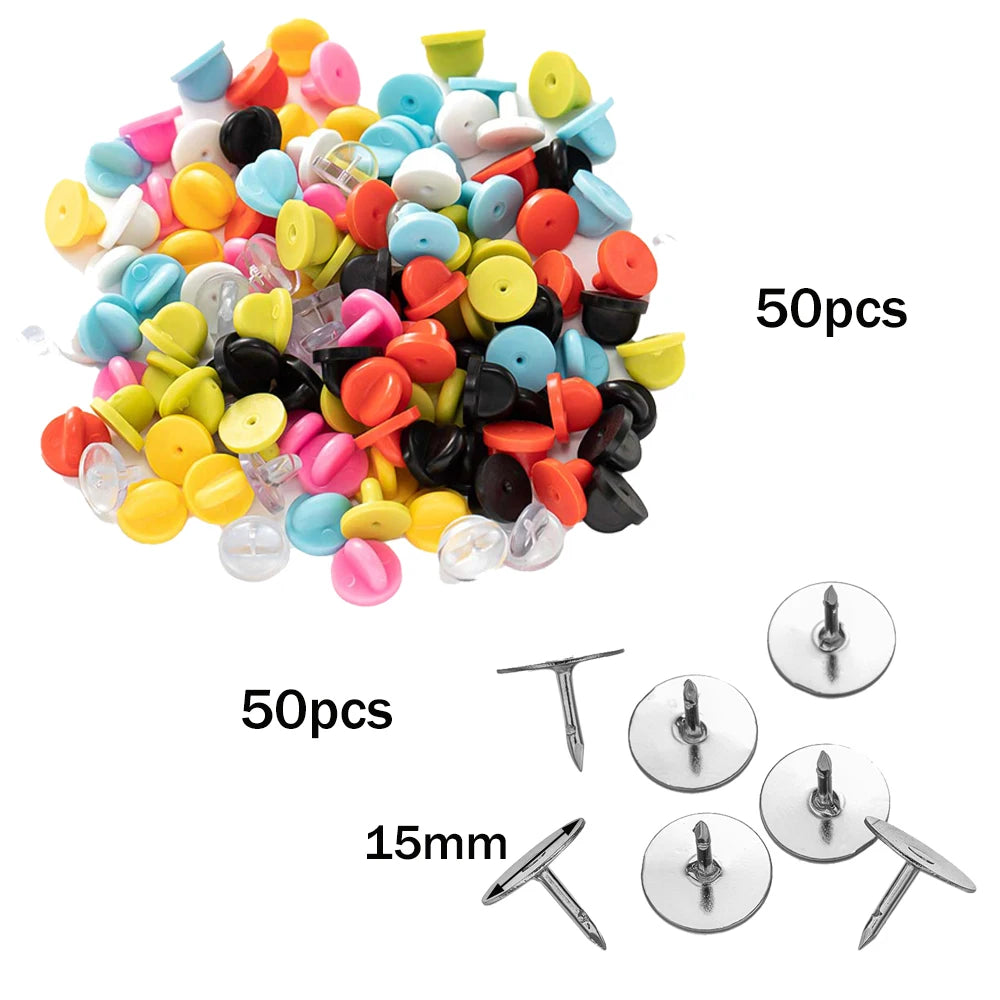 100pcs PVC Rubber Pin Backs Heliltd Butterfly Clutch Tie Tacks Blank for DIY Uniform Badges Holder Clasp Lapel Pin Enamel Pins Oasis Select Set 11