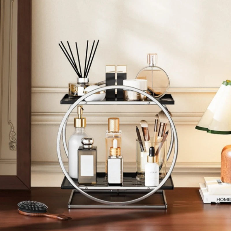 Cosmetics Storage Rack, Tabletop Shelf, Wrought Iron Layered Rack, Dresser, Skin Care Products, Perfume Display Rack Oasis Select