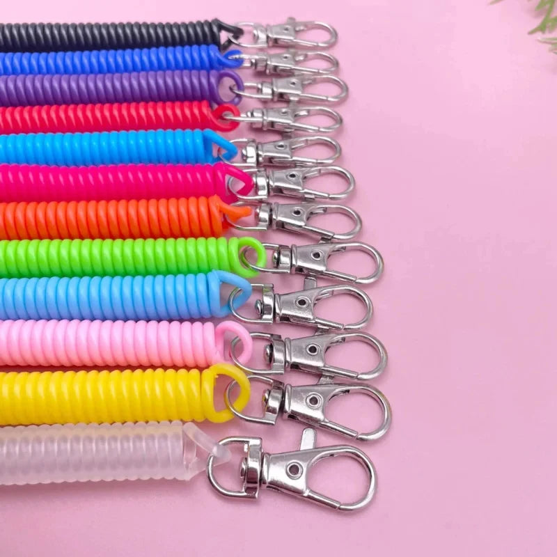 1/2/4pcs Spiral Telescopic Spring Coil Keychain Anti-Theft And Anti Loss Pull Rope Safety Keyring, With Metal Lobster Buckle Oasis Select