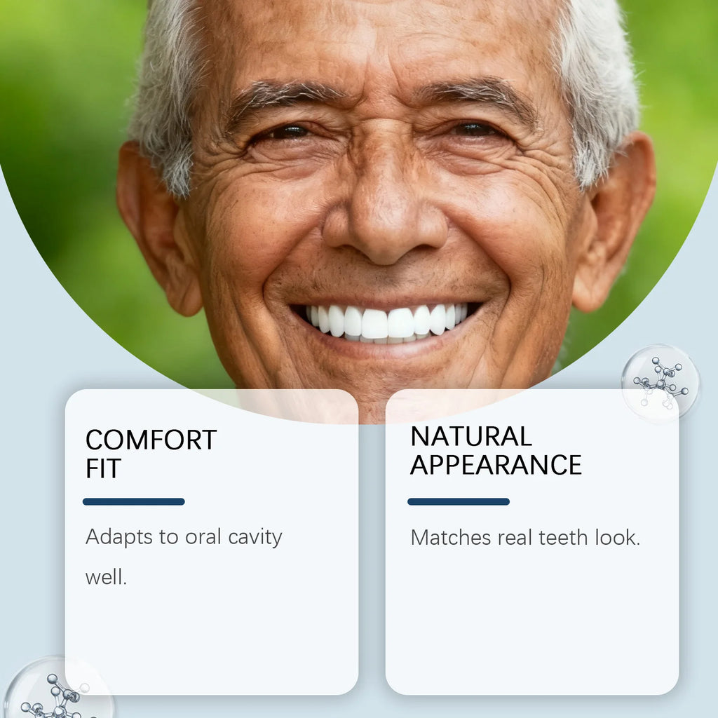 Adjustable Silicone Dentures Full Set – Natural Smile for Men & Women Cosmetic Denture Set Oasis Select