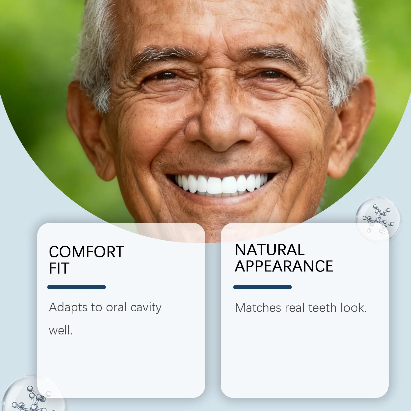 Adjustable Silicone Dentures Full Set – Natural Smile for Men & Women Cosmetic Denture Set Oasis Select