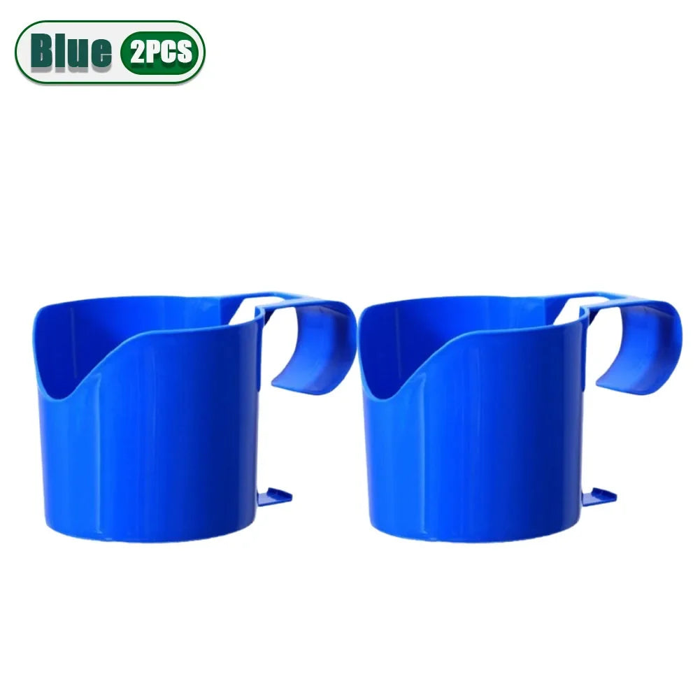 Heavy Duty Poolside Cup Holder No Drill Hanging Organizer with Strong Grip for Hot Tub Beach Patio Swimming Pool Accessories Oasis Select Blue-2PCS