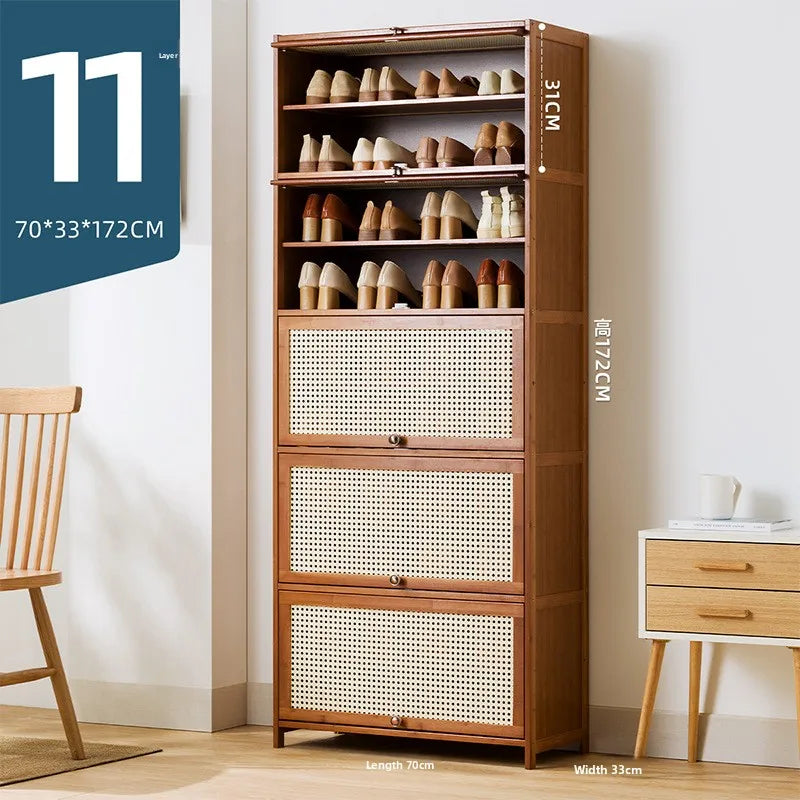 Imitation rattan woven shoe cabinet, simple shoe rack at the door of the home, economical storage, multi-layer dust-proof Oasis Select Eleven floors 70
