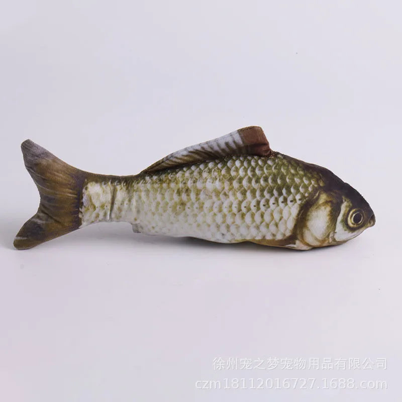 Realistic Fish Cat Toy Bite Resistant Interactive Playmate For Kitten Indoor Teasing Entertainment Pet Relaxing Accessory Gift Oasis Select grass carp 20cm