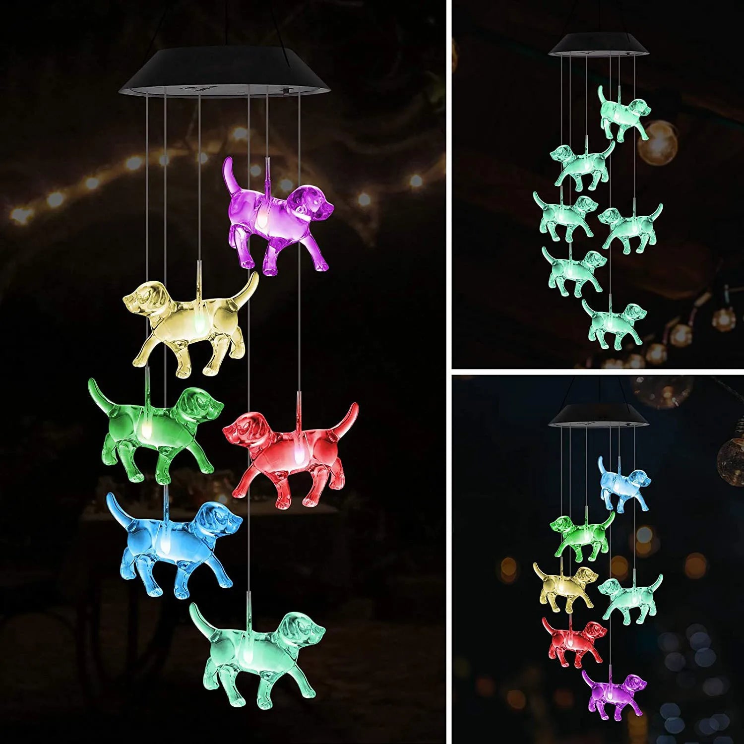 Solar Powered Wind Chime Garden Lights -Outdoor Solar Stake Lights for Yard, Landscape Decoration, Auto on/Off, Waterproof, IP65 Oasis Select Dog
