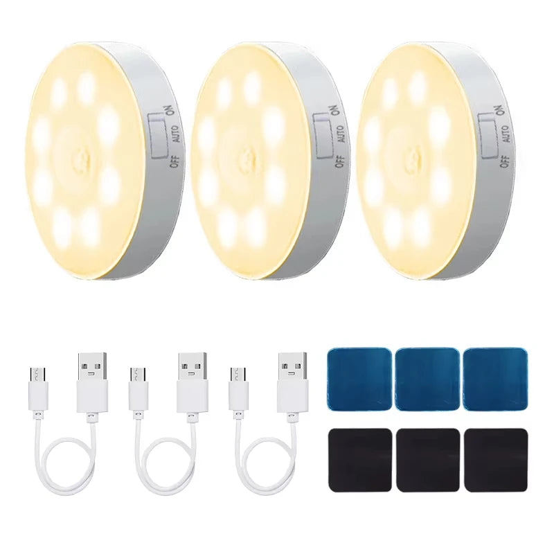 Motion Sensor LED Night Light USB Rechargeable 3-Pack
