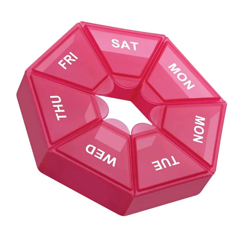7 Days Pill Storage Box Mini Travel Portable Medicines Dispenser Box Multifunction Plastic Sealer Box Pill Bottle Pill Case Oasis Select Red