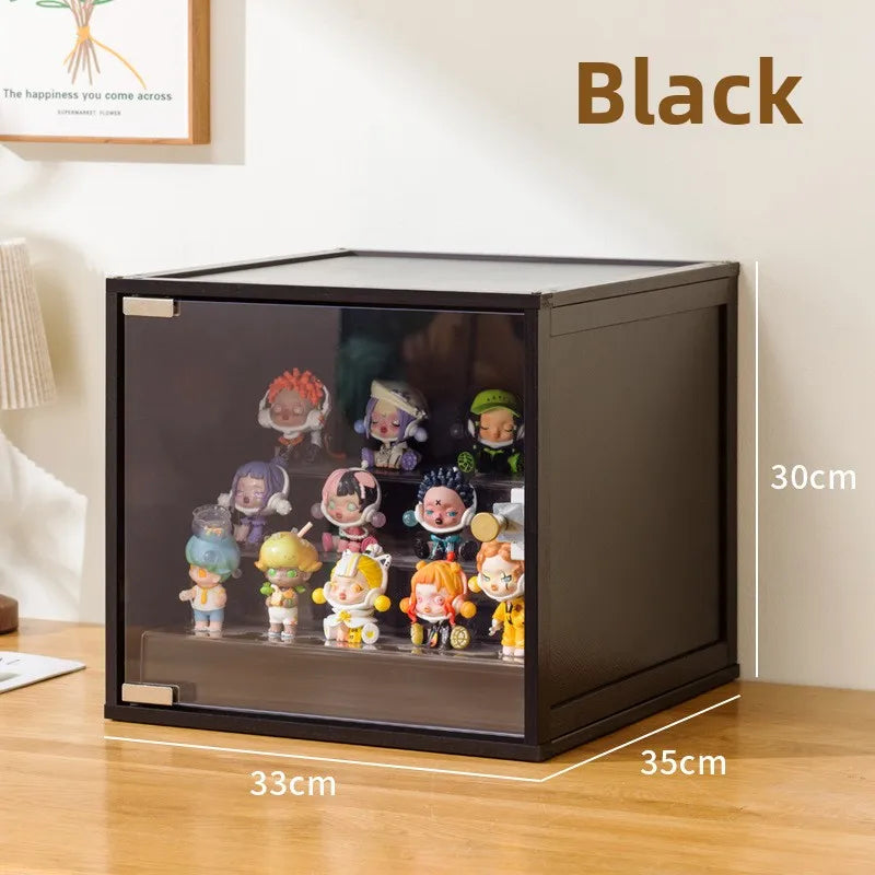 Figure Lego Display Cabinet Model Toy Gundam Shelf Imitation Acrylic Glass Transparent Display Box Oasis Select Black 33cm