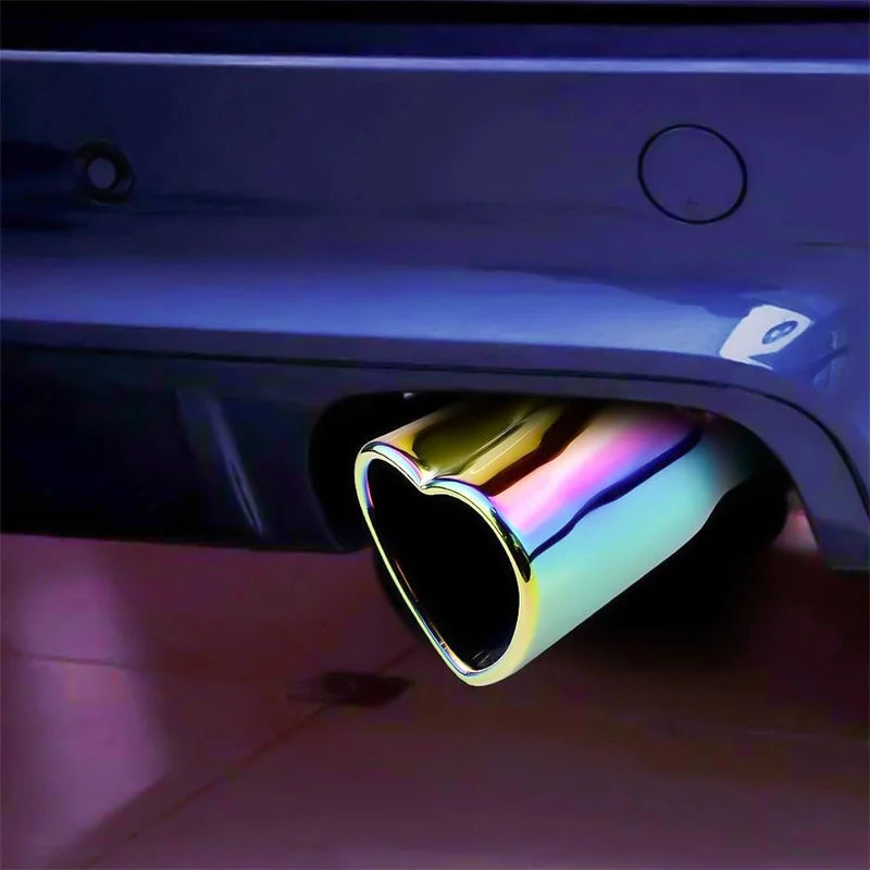 Car Parts New Design Heart Shape Style Car Accessories 2.5 Inch Stainless Steel Silver Colorful Exhaust Tips Muffler Tail Pipe Oasis Select