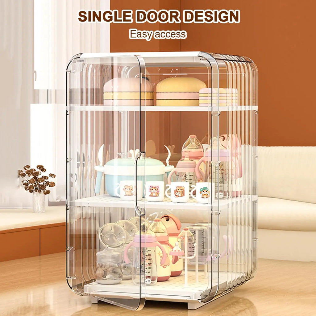 Baby Bottle Storage Organizer Toddler Cutlery Organizer Clear Dustproof Bottle Holder for Kitchen Bathroom Table Bedroom Fridge Oasis Select
