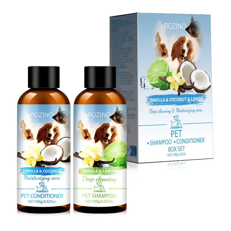 Pet Shower Gel and Conditioner Combo Pack, Perfect Clean Shampoo and Conditioner, Chemical Free, for Pets Cats and Dogs Oasis Select Lime and coconut
