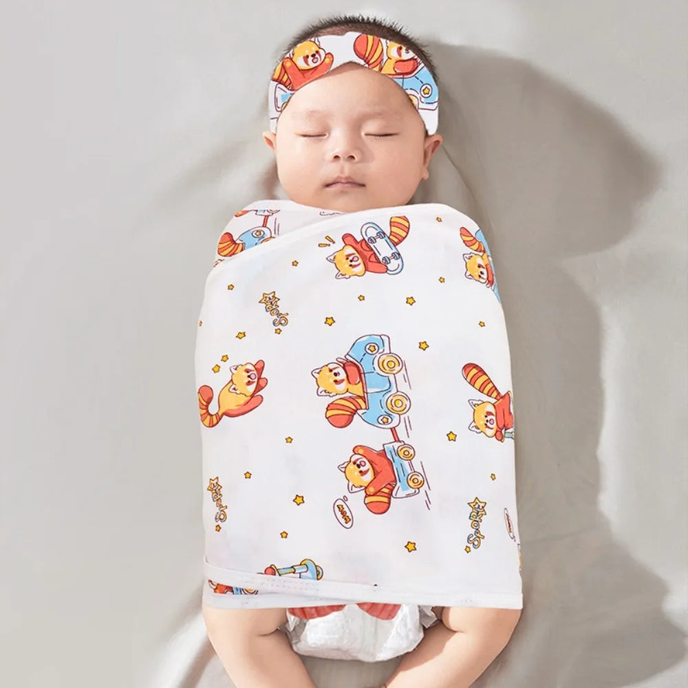 Comfortable Anti-startle Sleeping Bag Cotton Single Layer Swaddle Blanket Cartoon Newborn Wrap Oasis Select Raccoon